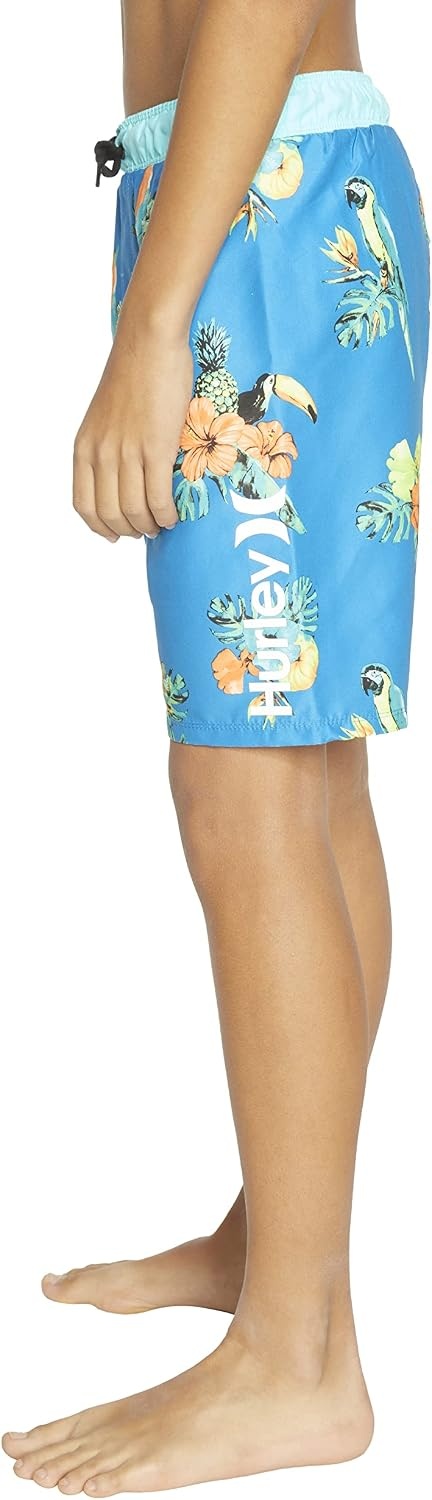 Hurley Boys’ Pull on Swim Trunks(Neptune Blue/Parrot Floral)