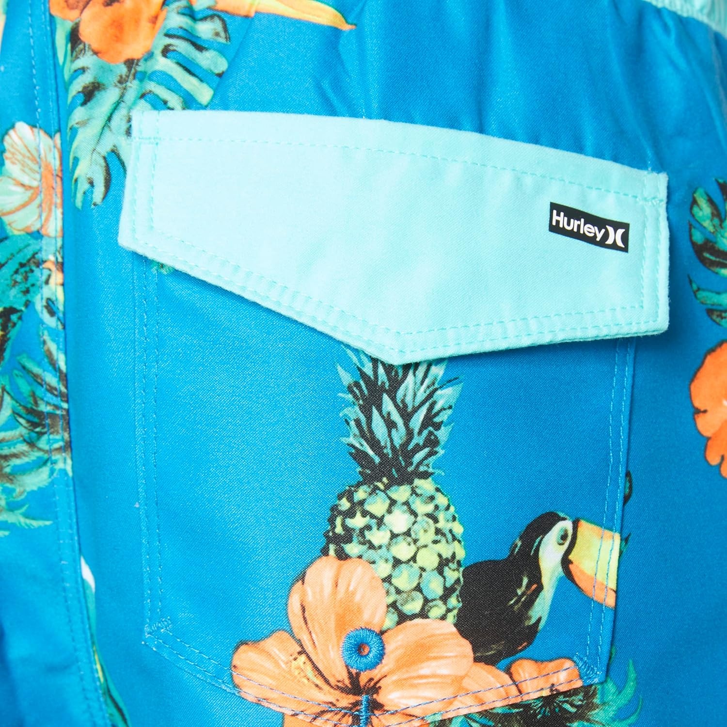 Hurley Boys’ Pull on Swim Trunks(Neptune Blue/Parrot Floral)