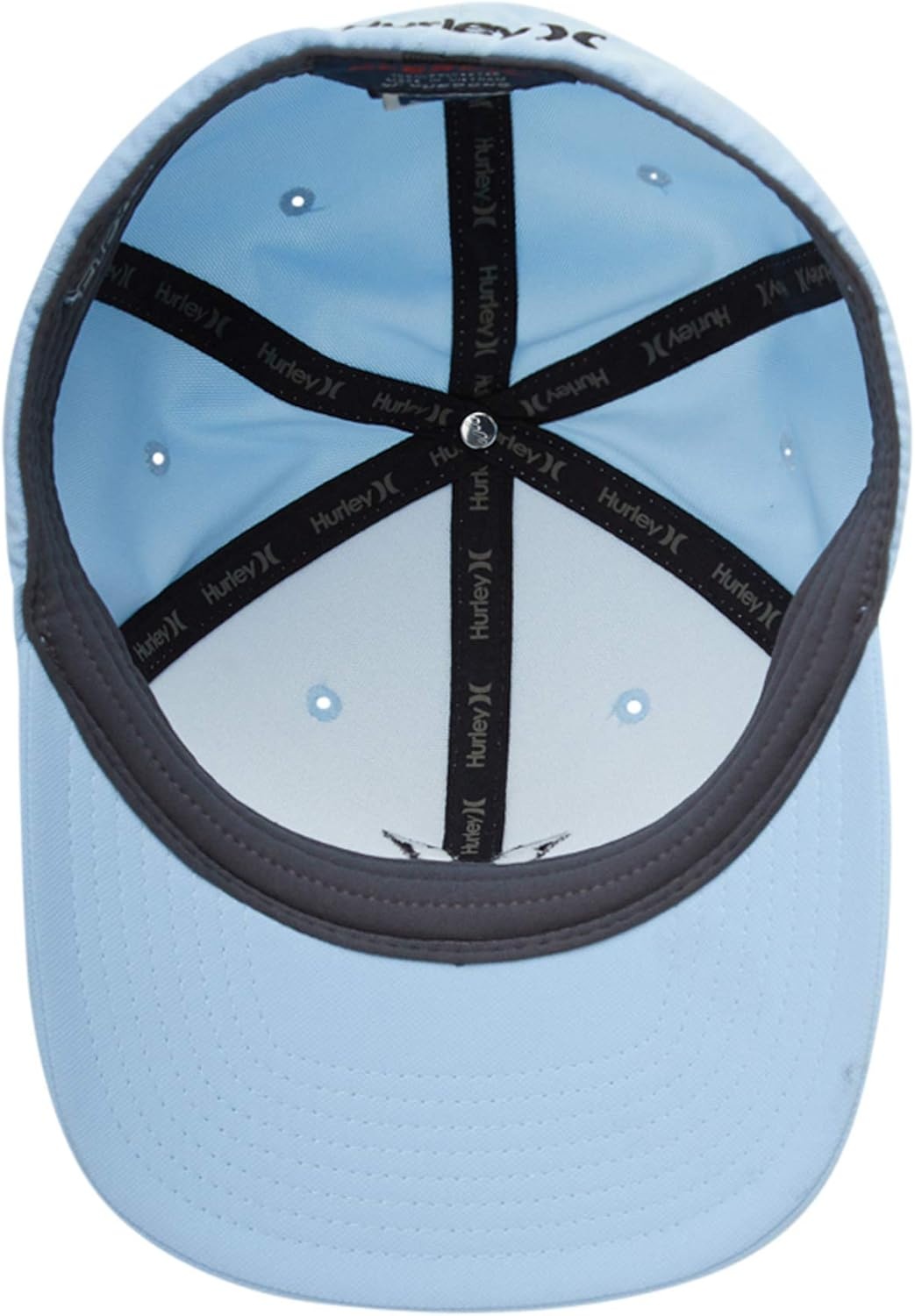 Hurley Mens Baseball Cap – Moisture Wicking Curved Brim Flexfit Fitted Hats for Men with H2O-Dri Sweatband (Sizes: S-XL)(Blue)