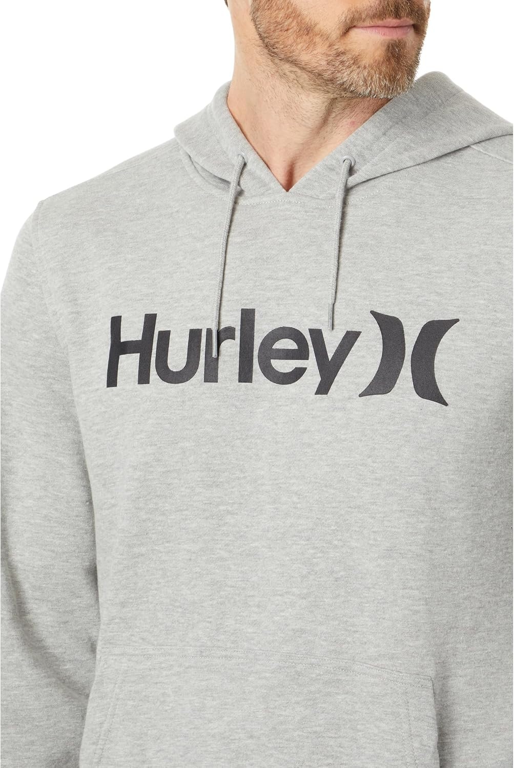 Hurley mens One & Only Solid Fleece Pullover Hoodie(Dark Grey Heather)