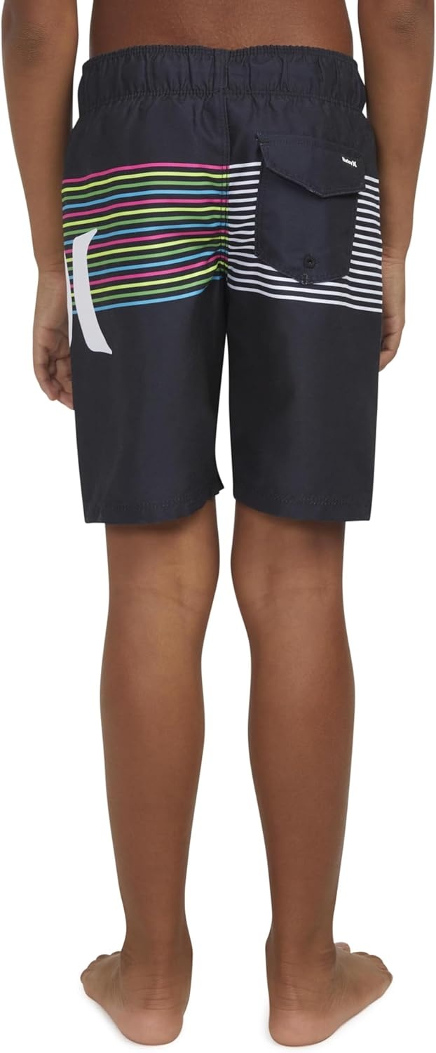 Hurley Kids Mini Vacay Stripe Pull On Swim Trunk (Big Kid)(Black/Slash)