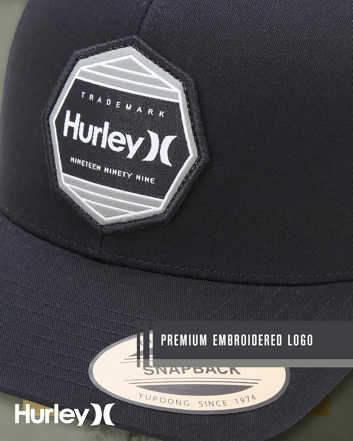 Hurley Mens Hat – Oceanside Flex Fitted Trucker Hat(Black/Grey)