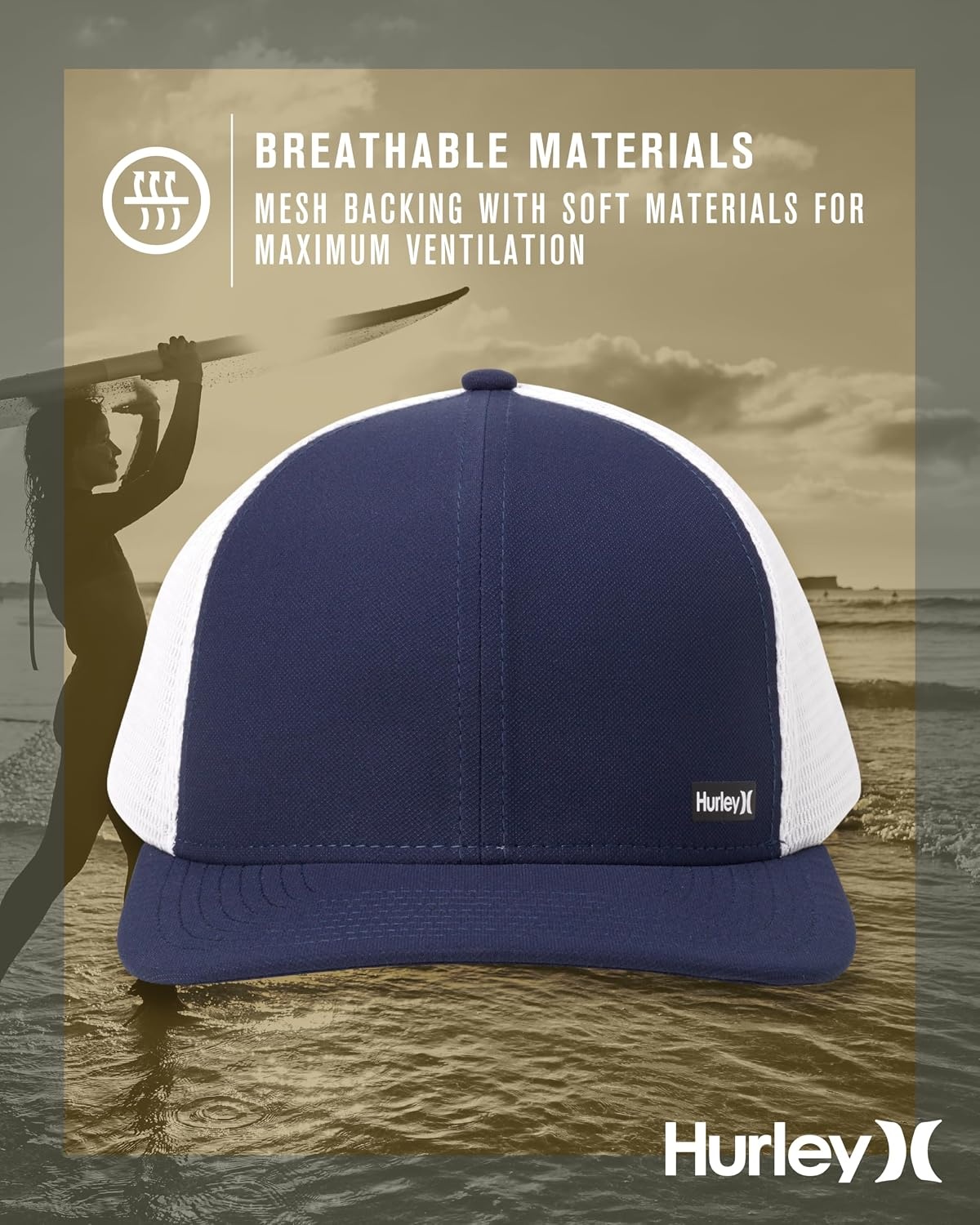 Hurley Men’s Caps – H2O-Dri League Baseball Caps for Men with Snapback Closure – Classic Mens Trucker Hats (S-XL)(Obsidian)