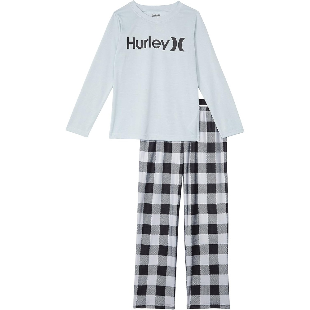 Hurley Boys’ Pajama 2-piece Set(Wolf Grey/Buffalo Check)