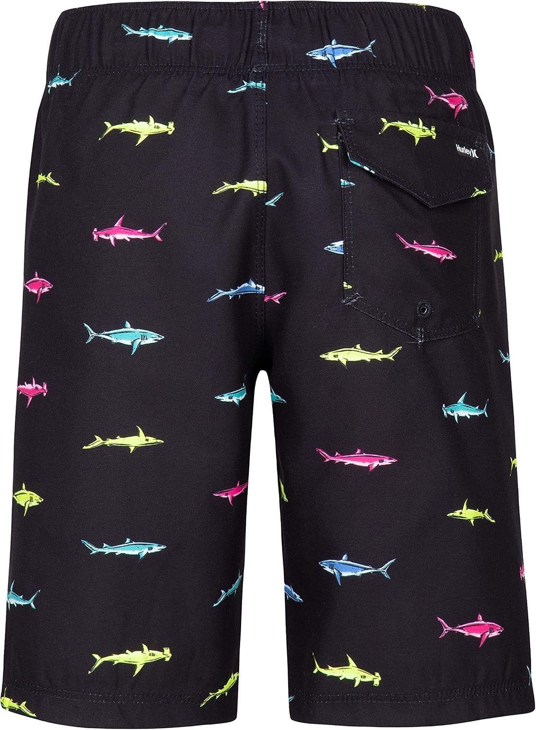 Hurley Boys’ Printed Pull on Swim Trunks(Black Shark Print)