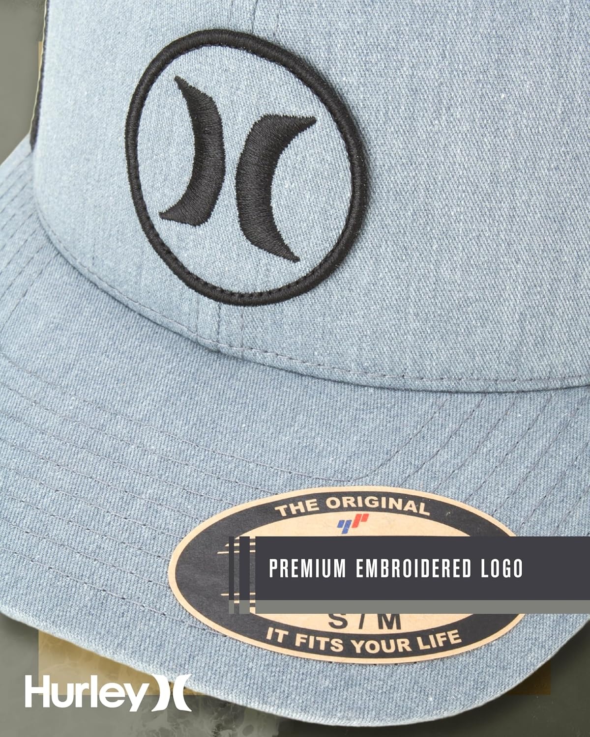 Hurley Mens Hat – Oceanside Flex Fitted Trucker Hat(Grey Heather)