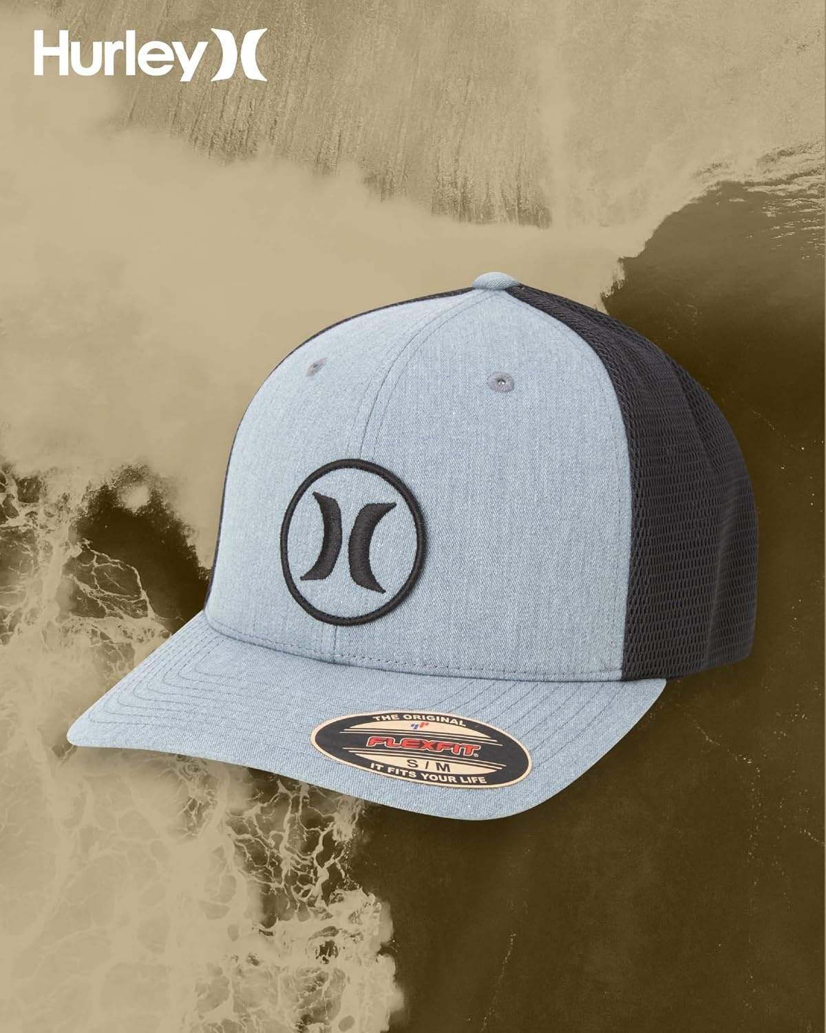 Hurley Mens Hat – Oceanside Flex Fitted Trucker Hat(Grey Heather)