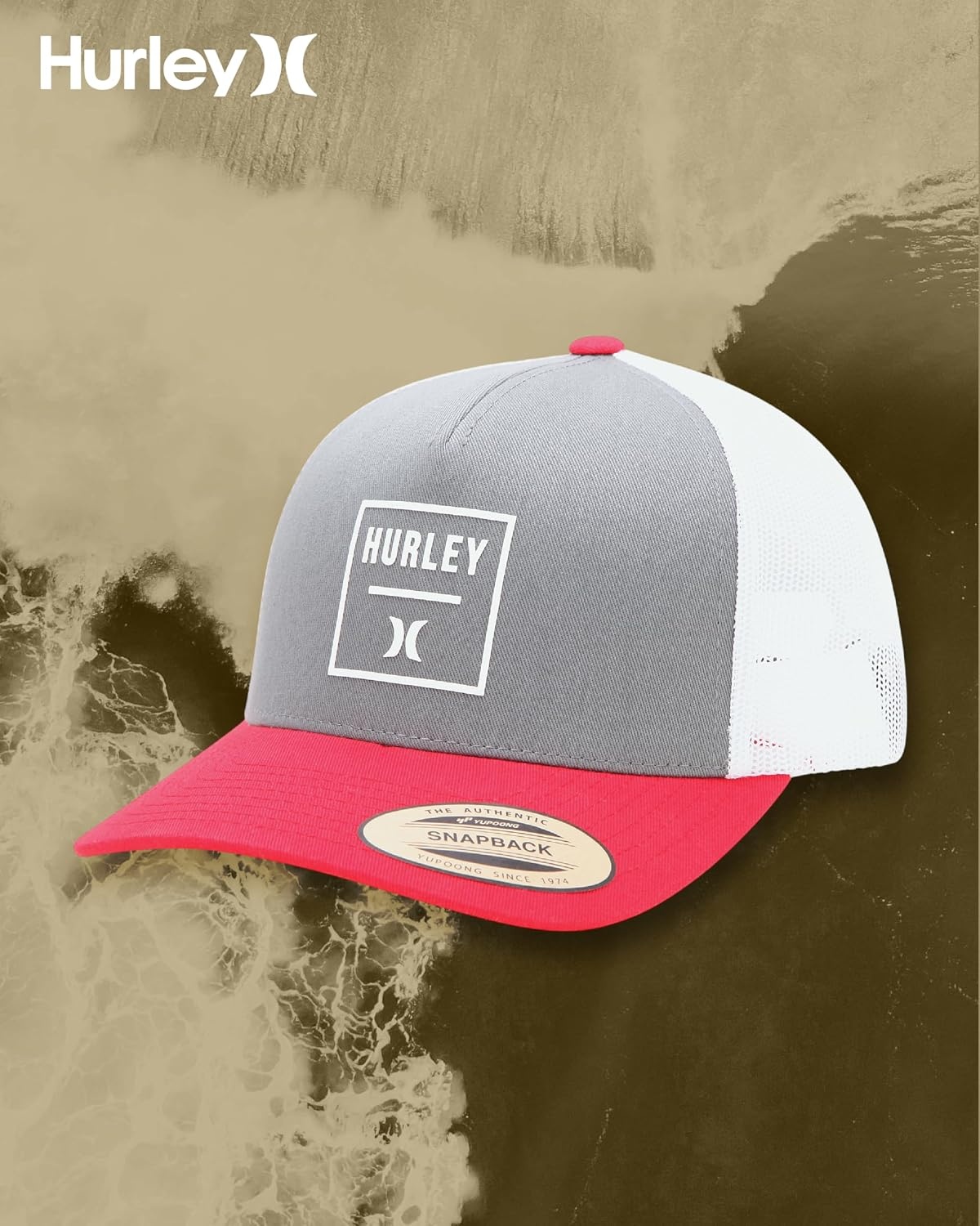 Hurley Mens Trucker Hat – Flexible Quick Dry Fairway Mesh Trucker Hat for Men with Snapback Closure – Classic Mens Caps(Dark Grey)