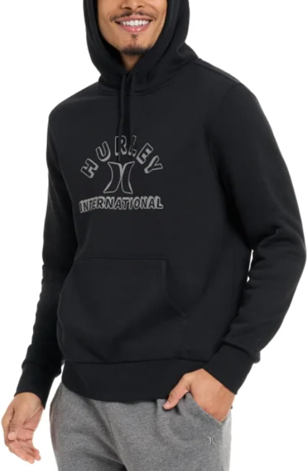 Hurley mens One & Only Solid Fleece Pullover Hoodie(Black International)