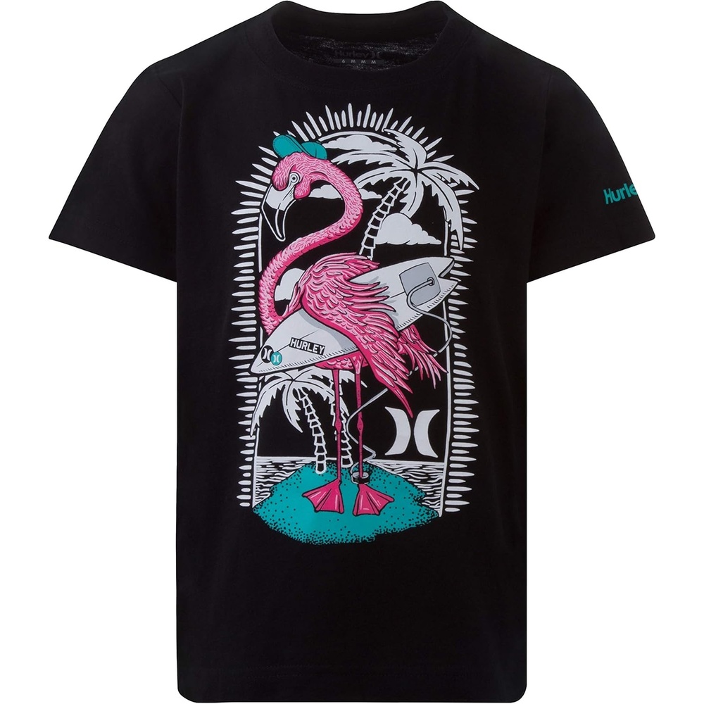Hurley Boys’ Character Graphic T-Shirt(Black Flamingo)