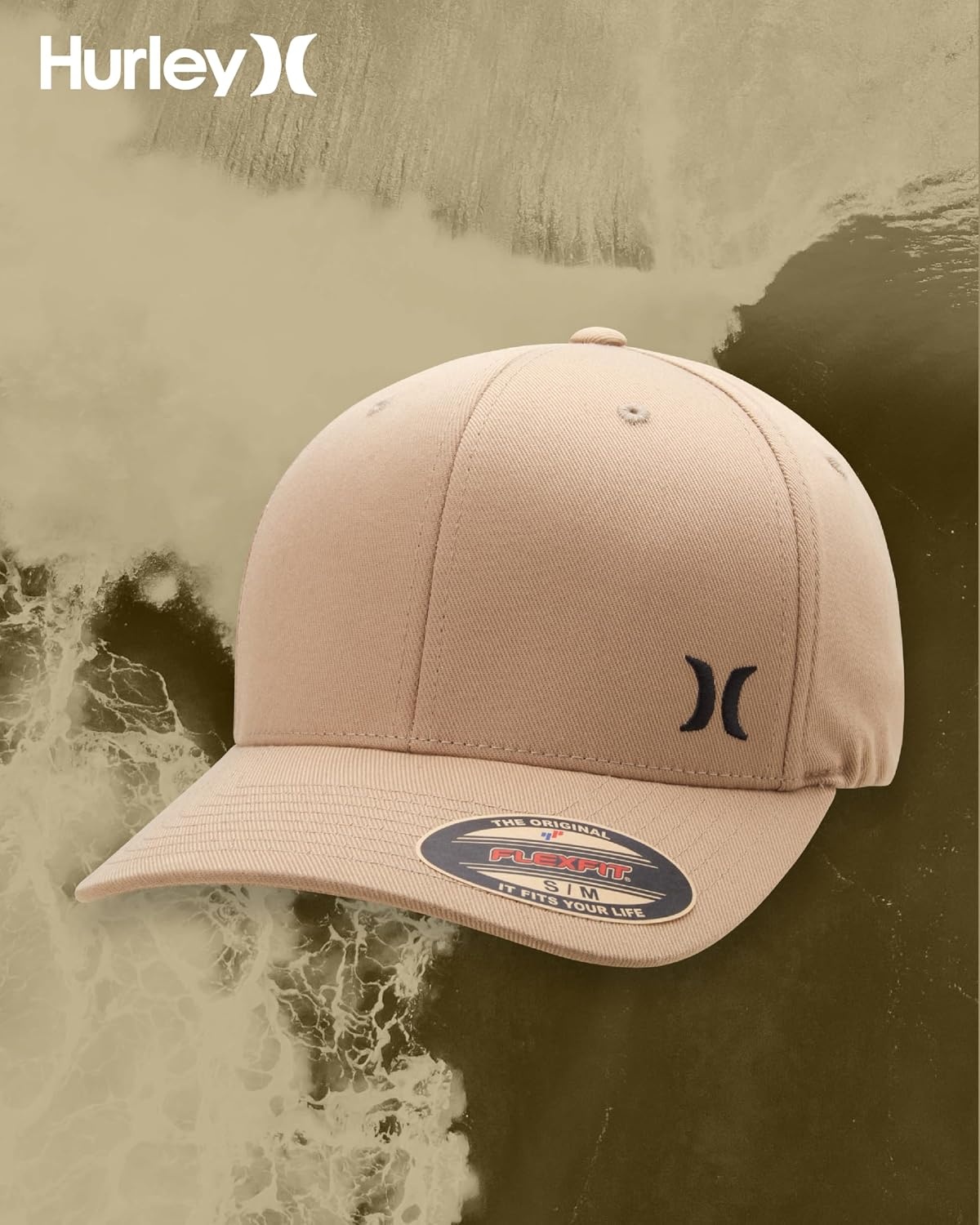 Hurley Men’s Hat – Curved Brim Stretch Fitted Cap(Khaki)