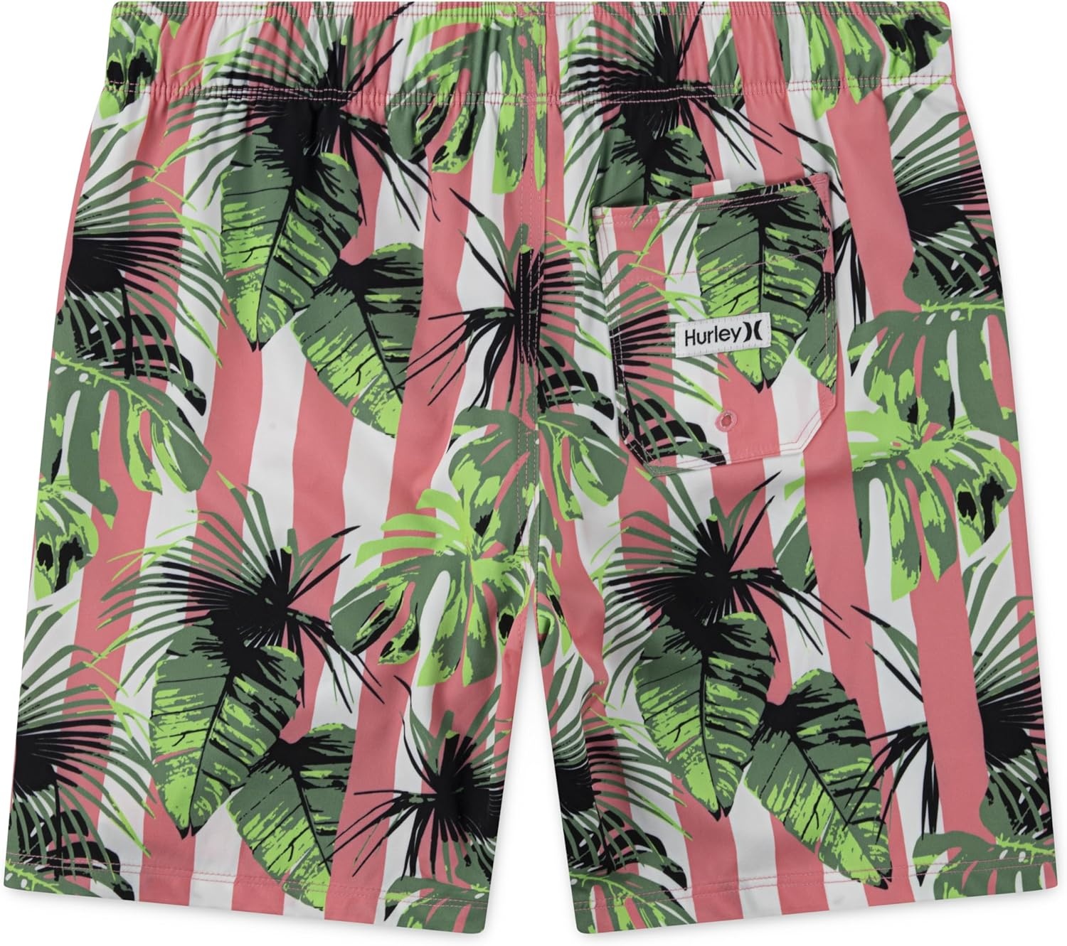 Hurley Kids Mini Vacay Stripe Pull On Swim Trunk (Big Kid)(Sunset Coral)
