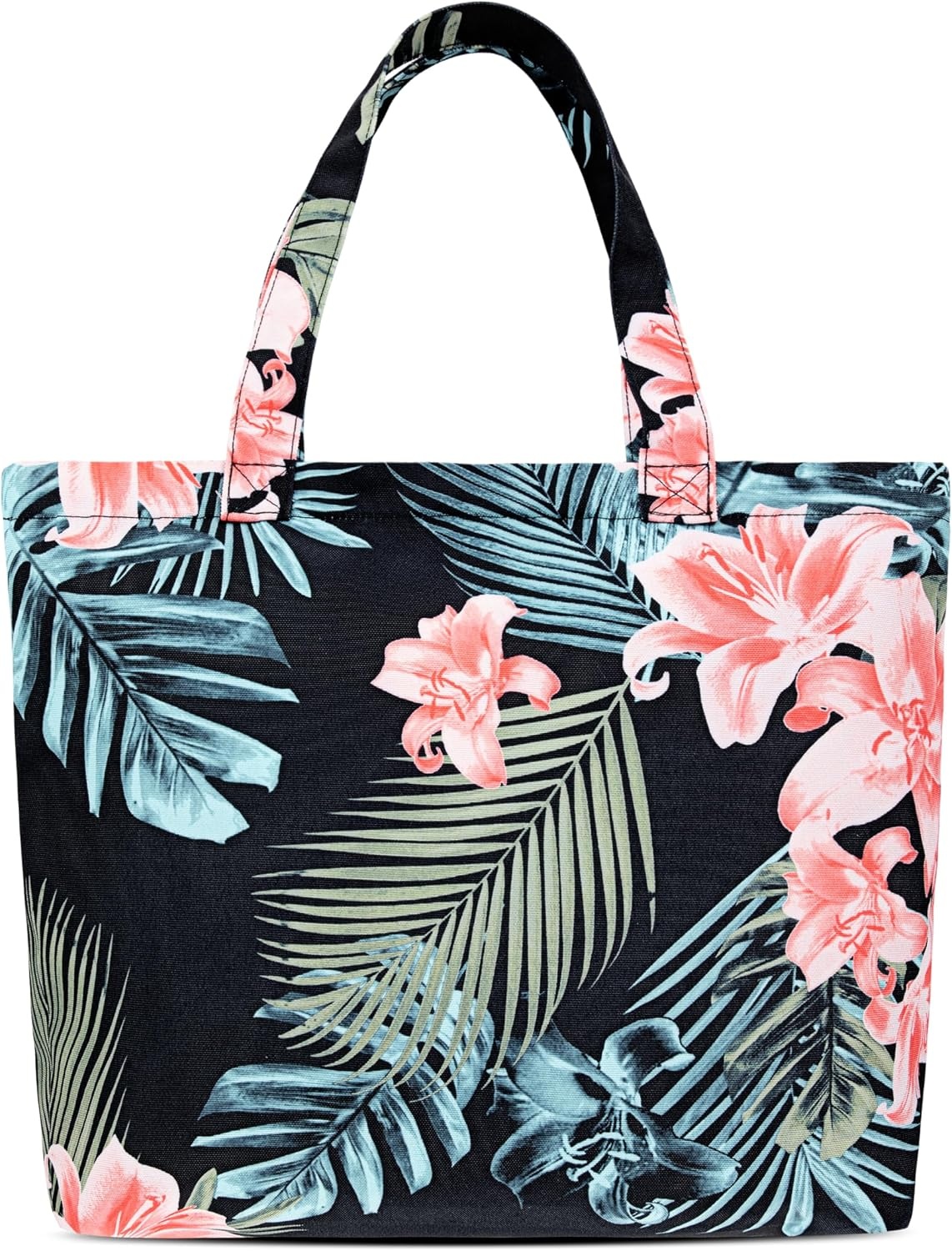 Hurley womens Canvas Beach Tote Bag(Floral/Black)